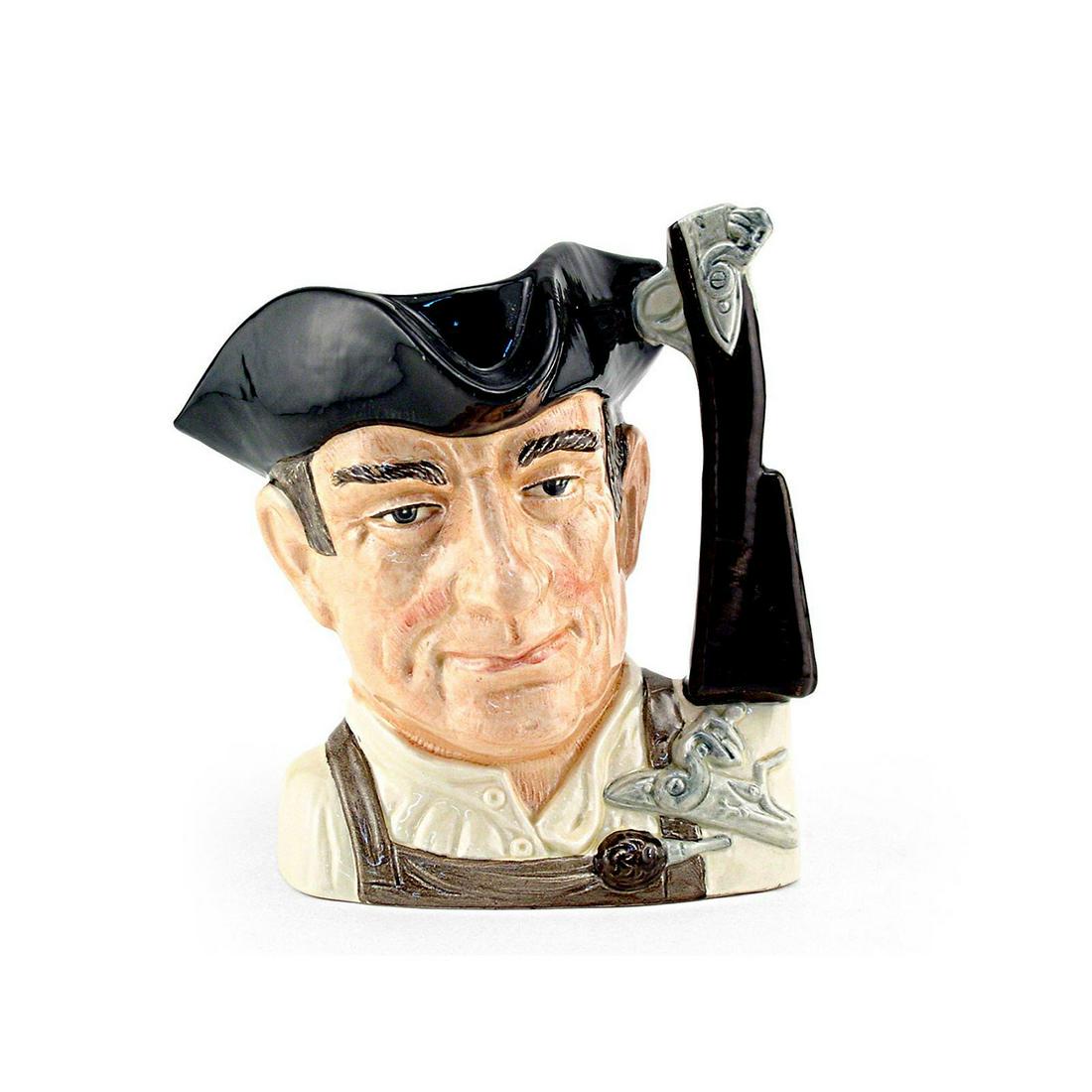GUNSMITH D6573 - LARGE - ROYAL DOULTON CHARACTER JUG: Gunsmith D6573 (black hat, cream shirt, light brown apron). Designed by David B. Biggs. Series: Characters From Williamsburg, issued 1963 - 1983. Size: 7.25"H (Large) Manufacturer: Royal Doulton Count