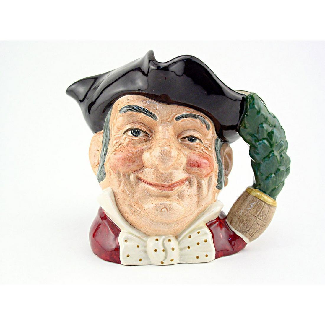 MINE HOST D6513 - MINI - ROYAL DOULTON CHARACTER JUG: Royal Doulton Character Jug, Mine Host D6513 (black tricorn; red coat; white bow tie with gold spots). Designed by Max Henk, issued 1960 - 1982. Size: 2.5"H (mini)The forerunner of today's English pub
