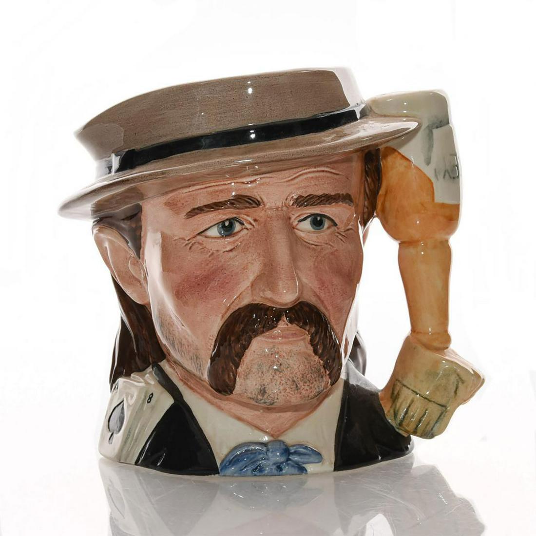 WILD BILL HICKOCK D6736 - ODD - ROYAL DOULTON CHARACTER: Rare 1985 signed by Michael Doulton jug. The West Collection. Doulton backstamp. Issued: 1984 Dimensions: 5.5"H Manufacturer: Royal Doulton Country of Origin: England
