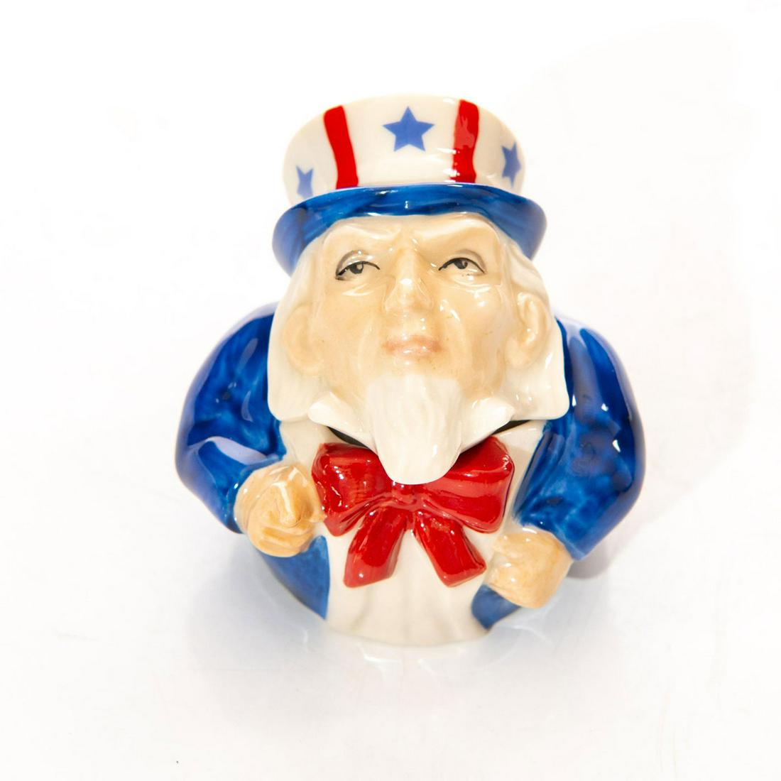 KEVIN FRANCIS FACE POT, UNCLE SAM: Lidded. Interior marked UNCLE SAM I WANT YOU. With original box. Includes Certificate of Authenticity. Kevin Francis backstamp. Artist: Kevin Francis Issued: 2001 Dimensions: 2.5"H Manufacturer: Kevin