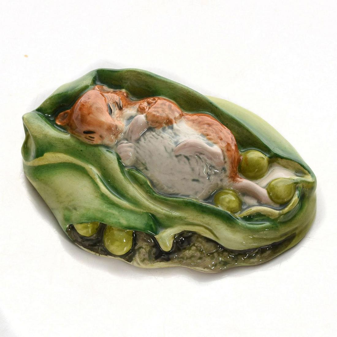 ROYAL ALBERT BEATRIX POTTER FIGURINE, TIMMY WILLIE: Glazed ceramic with hand decoration. Royal Albert backstamp. Issued: 1989 Dimensions: 3.75"L Manufacturer: Royal Albert Country of Origin: England