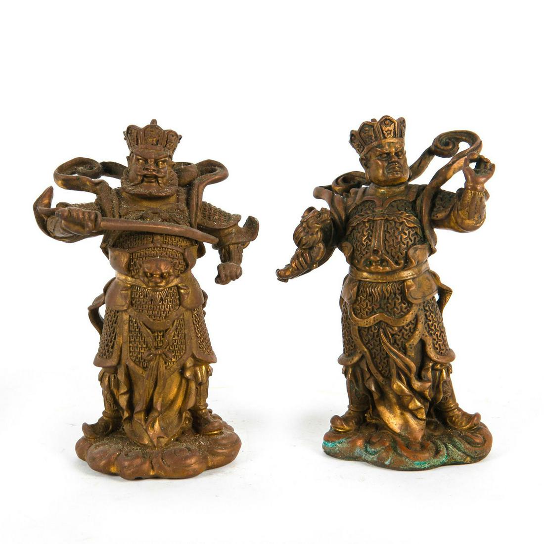 2 BRONZE CHINESE ALLEGORICAL FIGURINES, DRAGON & GODS (1 of 3)