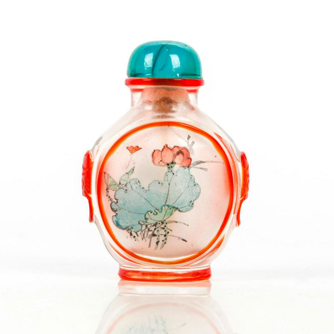 VINTAGE CHINESE SNUFF BOTTLE, MOUNTAINS, RIVER AND (1 of 4)