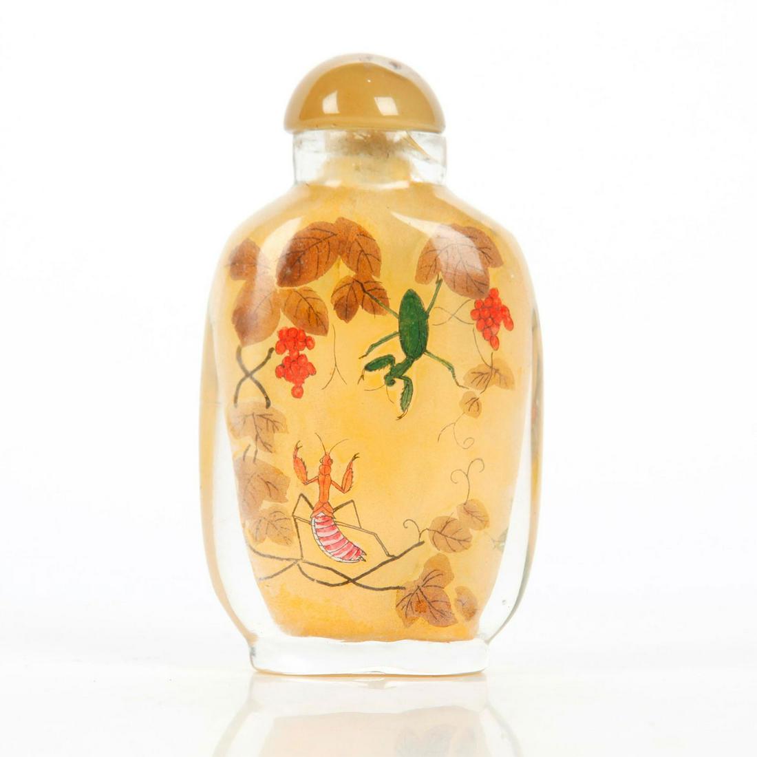 VINTAGE JAPANESE SNUFF BOTTLE GRASSHOPPERS AND MANTISES (1 of 4)