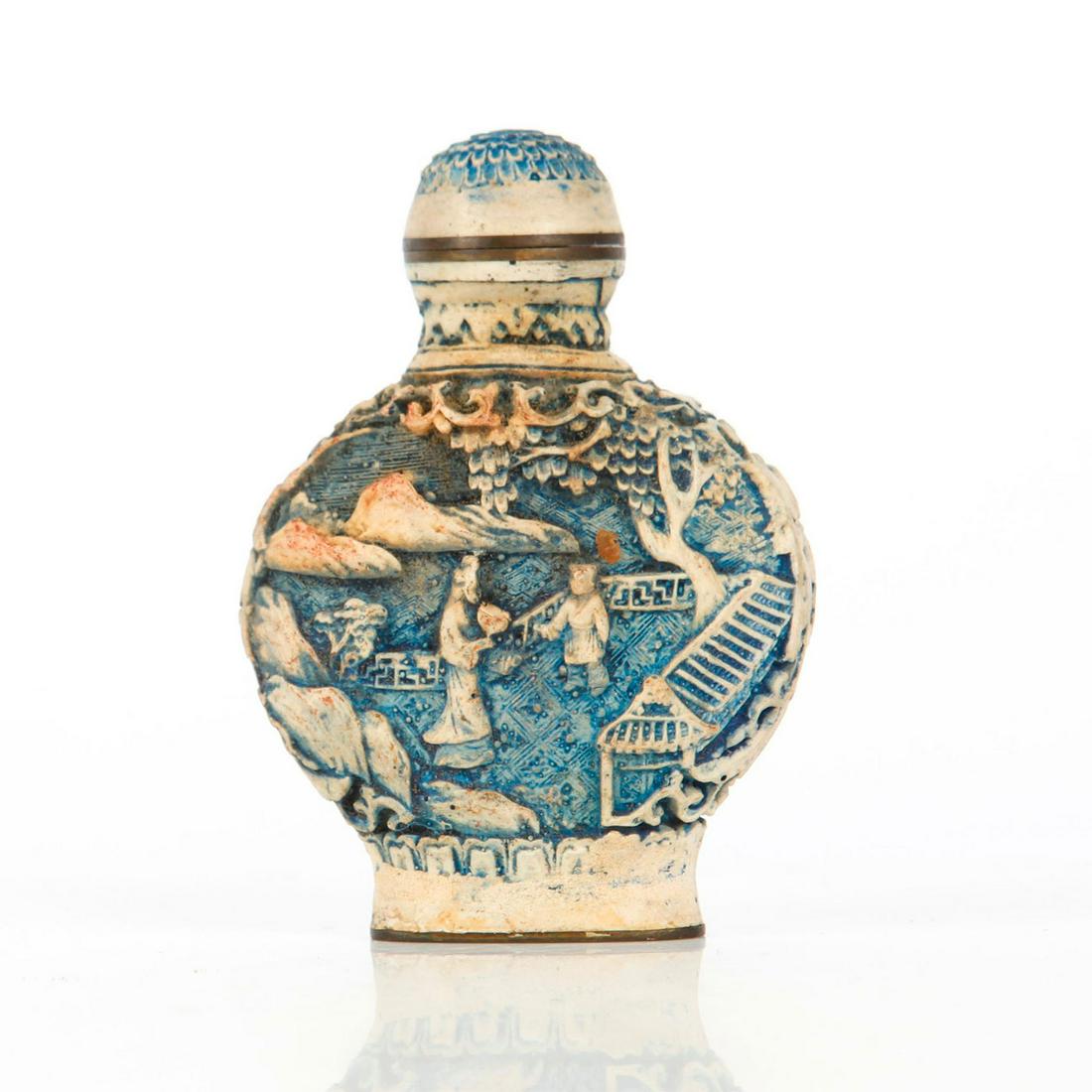 VINTAGE JAPANESE SNUFF BOTTLE, GEISHA AND SCHOLARS (1 of 3)