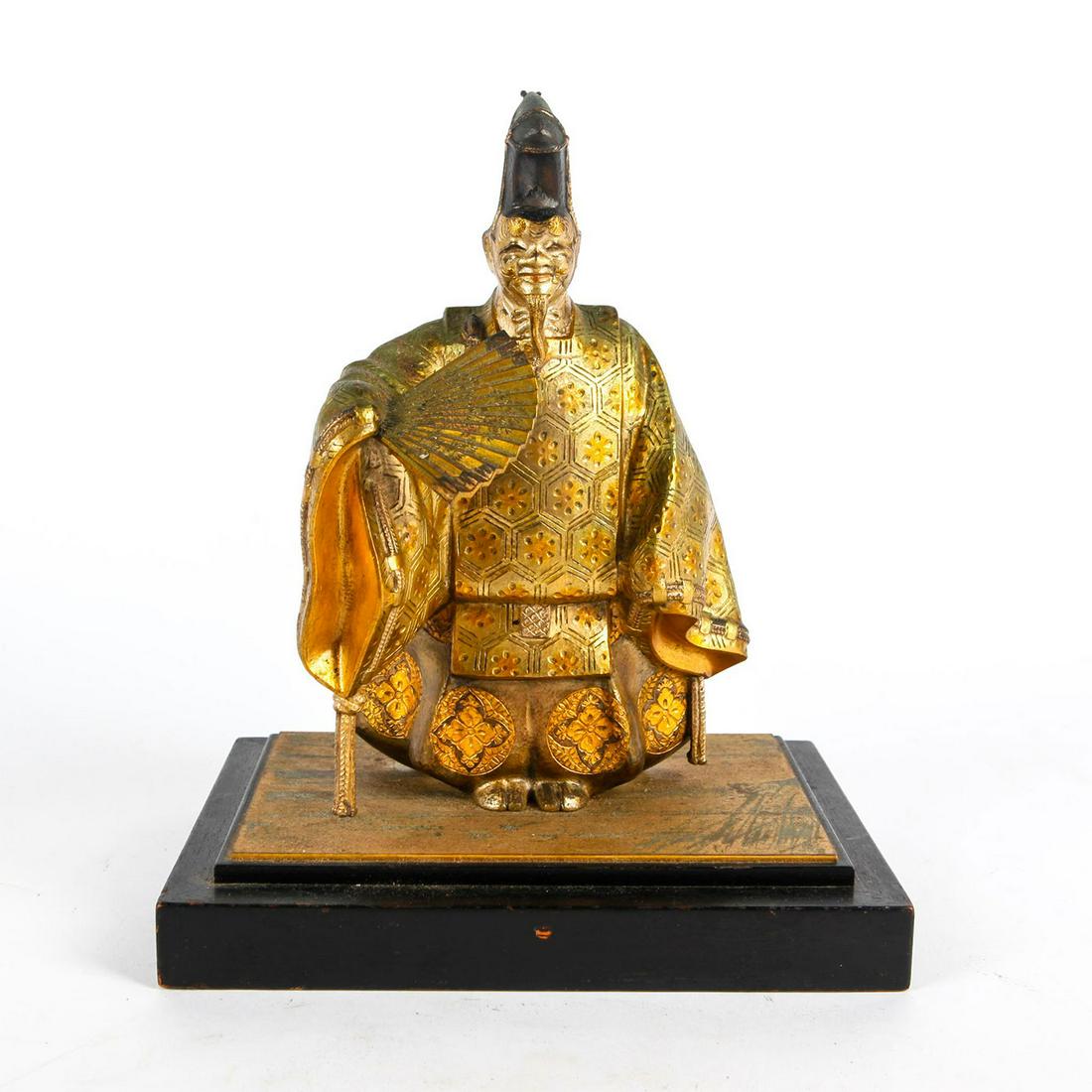 JAPANESE BRONZE METAL STATUE, ALLEGORICAL KABUKI ACTOR (1 of 7)