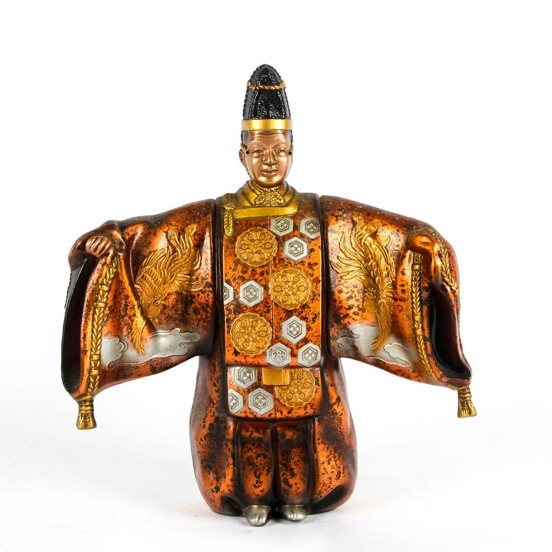 JAPANESE BRONZE METAL STATUE, DAIMYO NOBLE OFFICIAL (1 of 4)