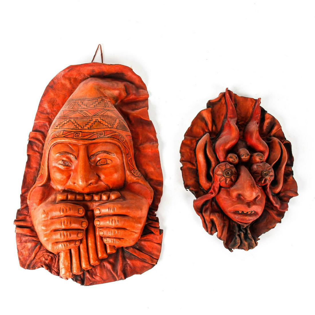 2 VINTAGE PERUVIAN LEATHER WALL FACE MOLDINGS (1 of 4)