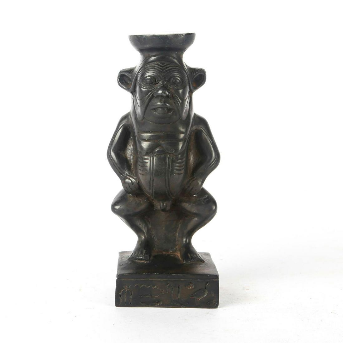 BLACK RESIN TRIBAL FIGURINE WITH HIEROGLYPHICS (1 of 3)