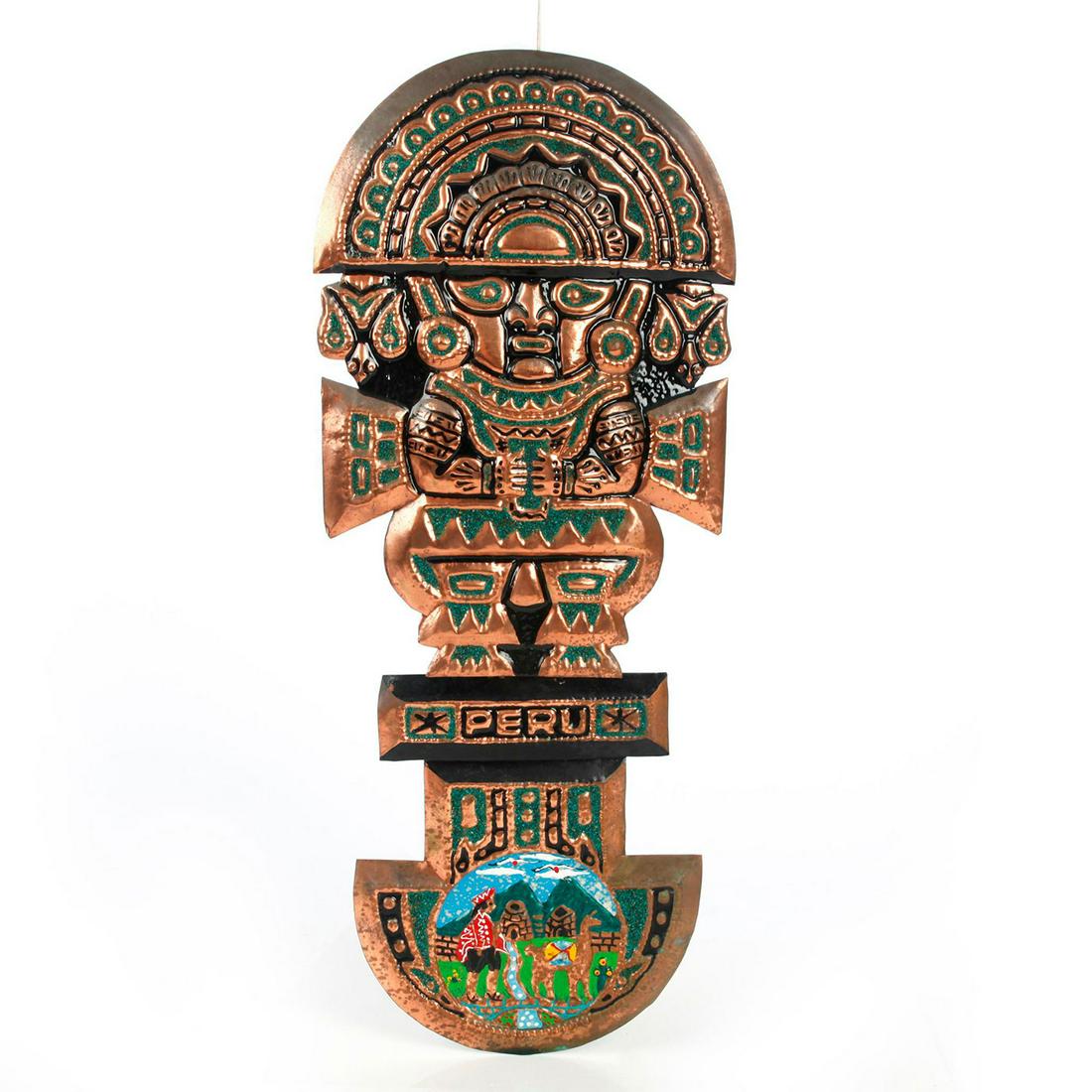 BRONZE METAL WALL PLAQUE, PERU & THE INCAN EMPIRE (1 of 3)