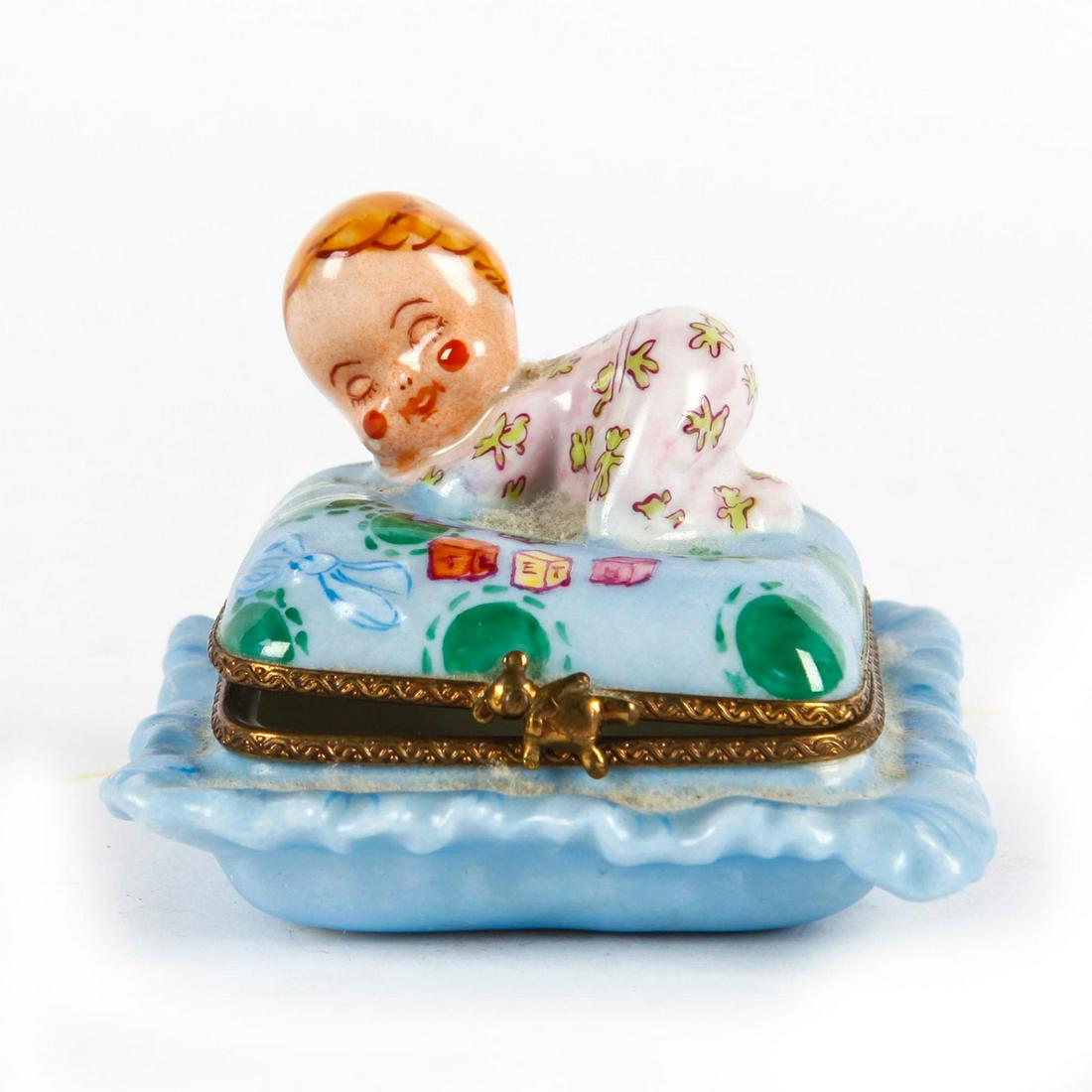 LIMOGES FRENCH LIDDED BONBONIERE BOX BABY FINIAL (1 of 4)