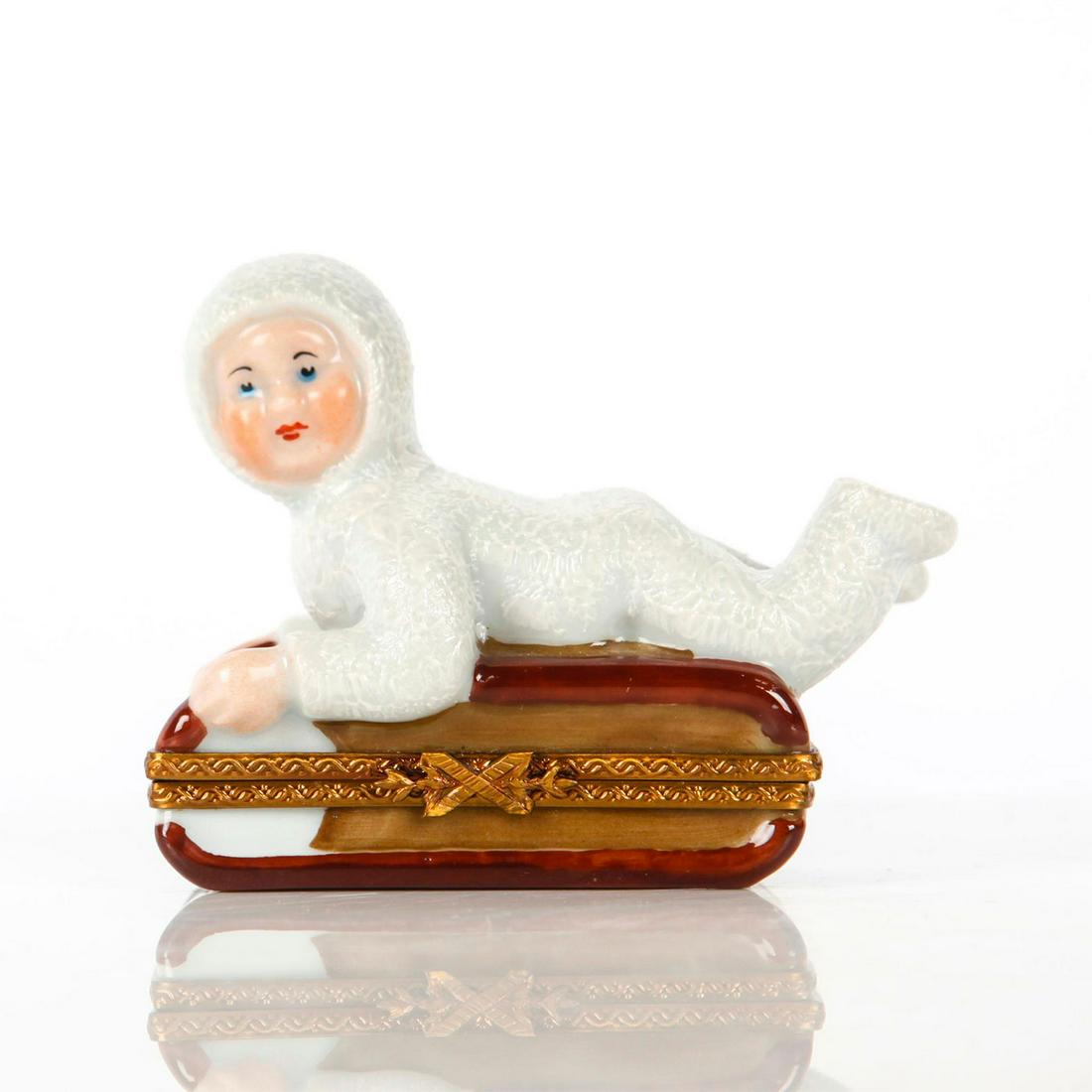 LIMOGES FRENCH LIDDED BONBONIERE BOX BABY FINIAL (1 of 4)