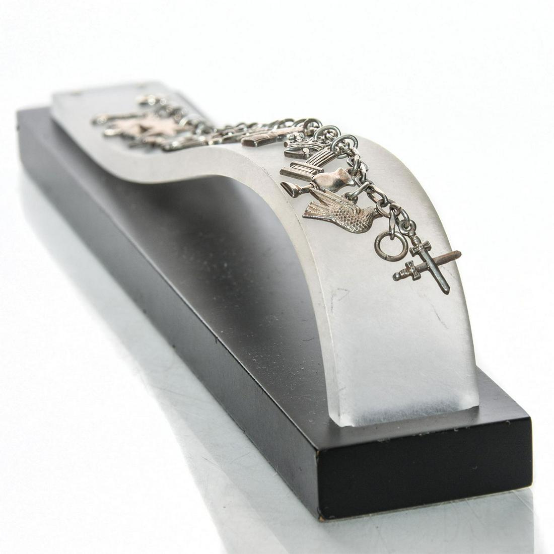 VINTAGE STERLING SILVER CHARM BRACELET, MASONIC SYMBOLS (1 of 6)