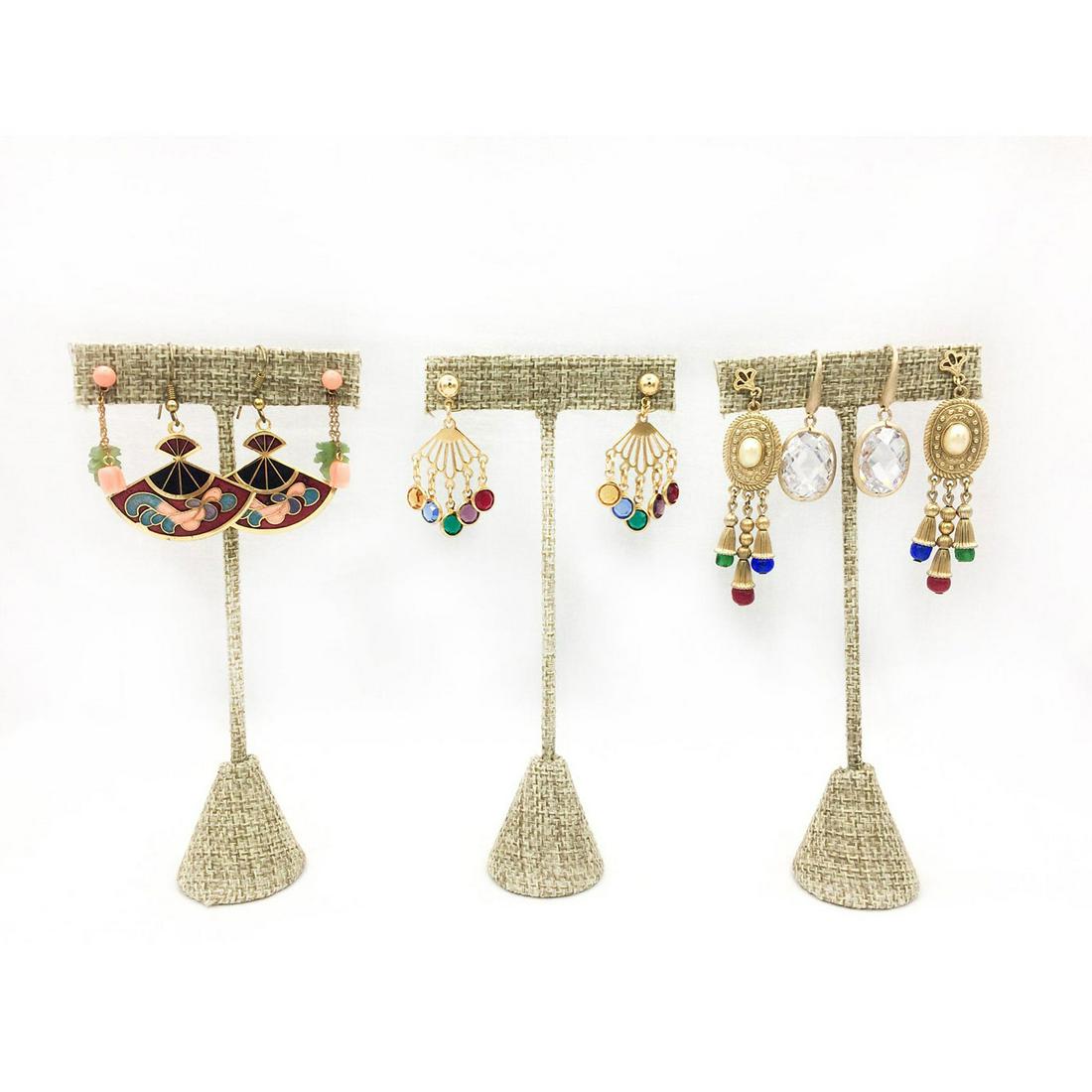 5 PAIRS OF GOLD PLATED EARRINGS WITH COLORED STONES (1 of 5)