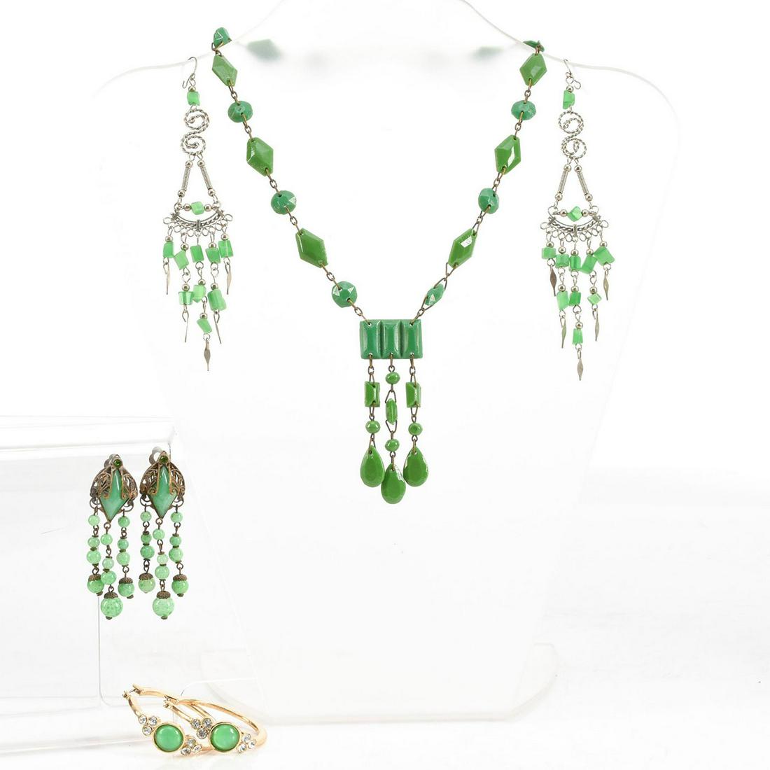 GREEN ONYX JEWELRY MATCHING SET WITH NECKLACE (1 of 4)