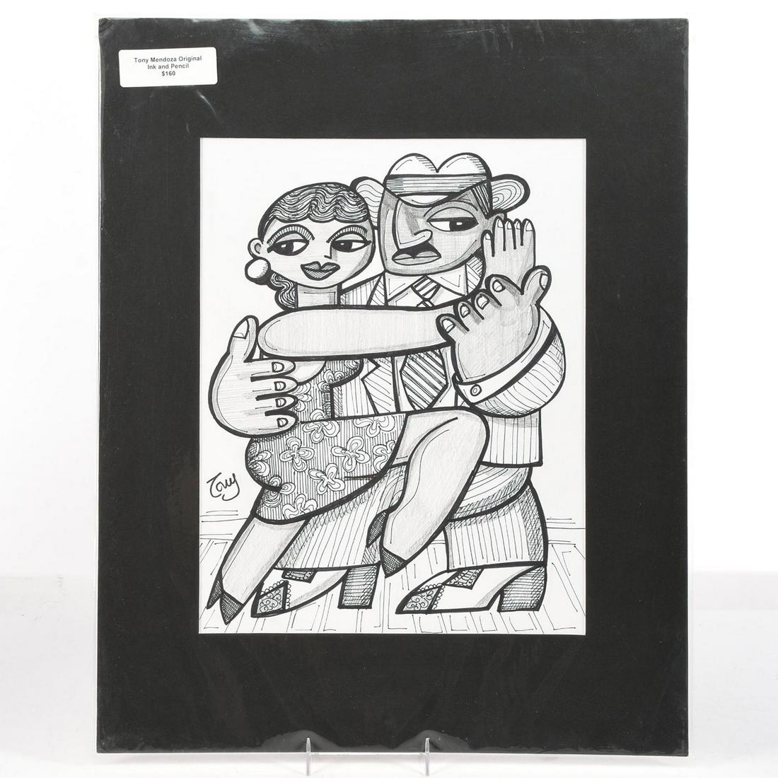 MIXED MEDIA PRINT BY TONY MENDOZA, STUDY FOR TANGO (1 of 3)