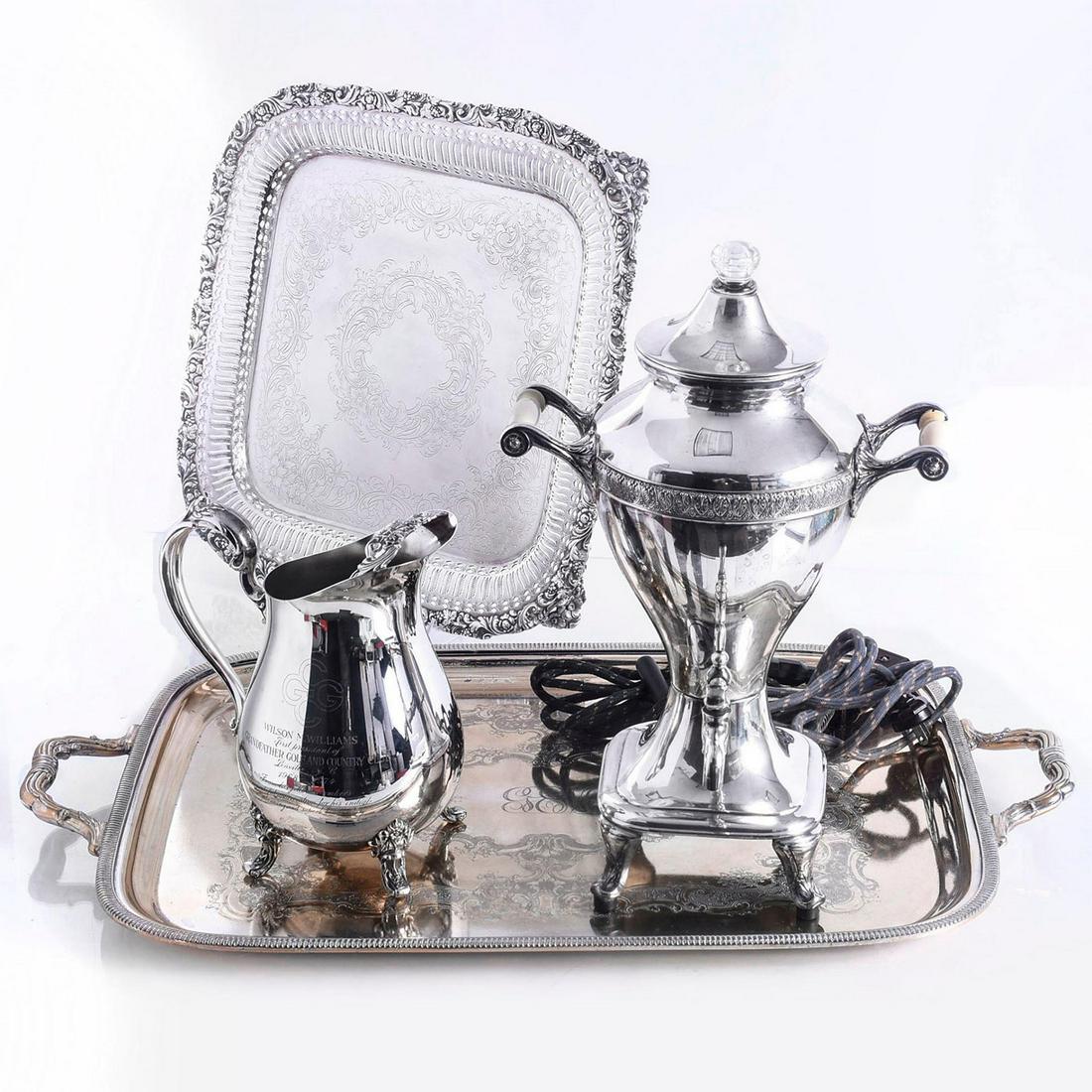4 PIECE ORNATE SILVERPLATED SERVING SET (1 of 11)