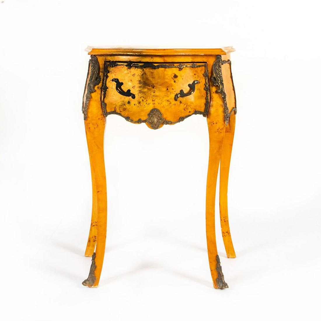 LOUIS XV WALNUT BURL BOMBE NIGHTSTAND (1 of 7)