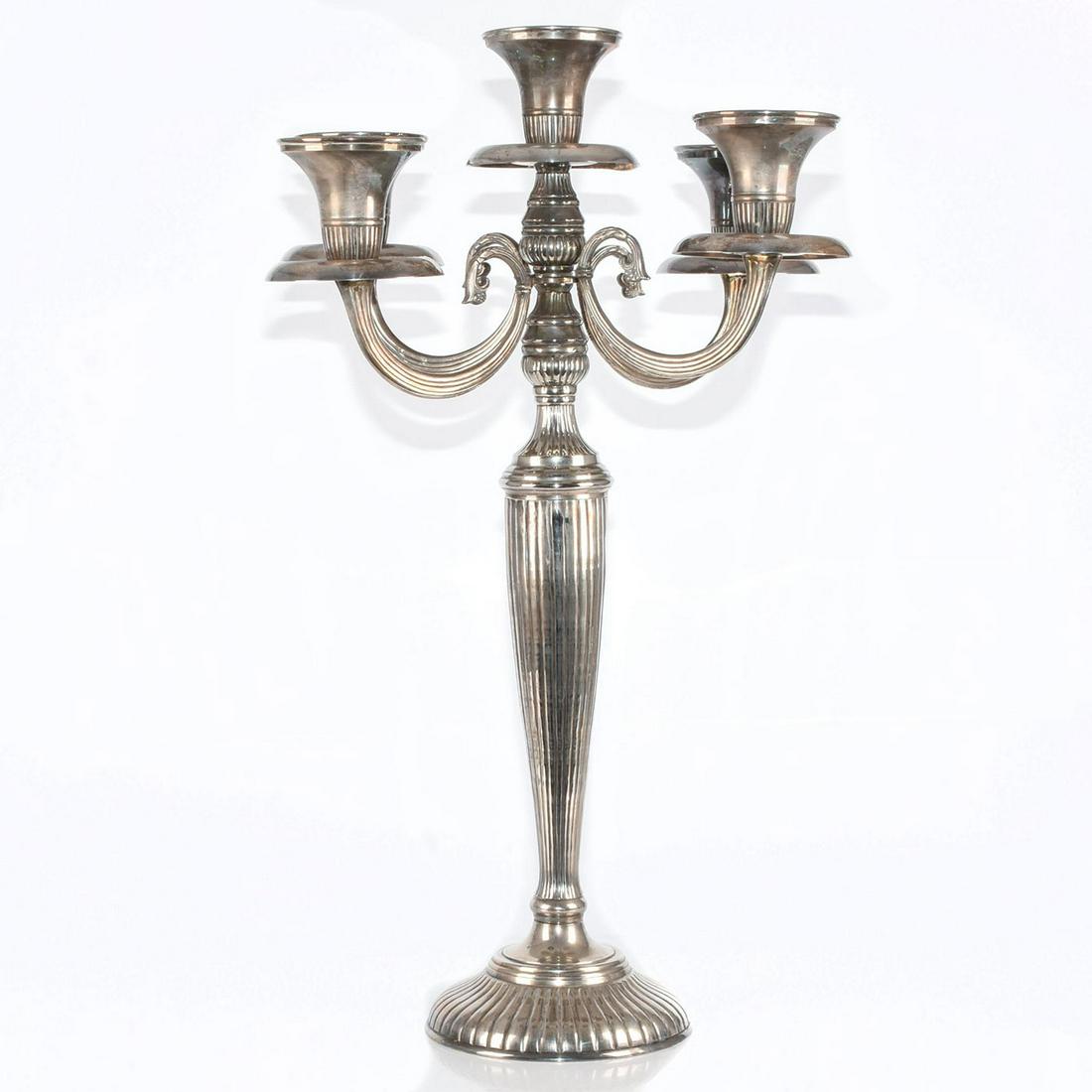 MONUMENTAL ANTIQUE ART DECO 5 BRANCH SILVER CANDELABRA (1 of 6)