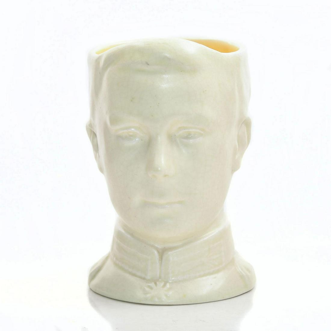 BRETBY COMMEMORATIVE TOBY JUG KING EDWARD VIII: Rare glazed cream stoneware for the cancelled 1937 coronation. Modeled in the likeness of King Edward VIII produced as a commemorative for the coronation which never took place because of his abdicati