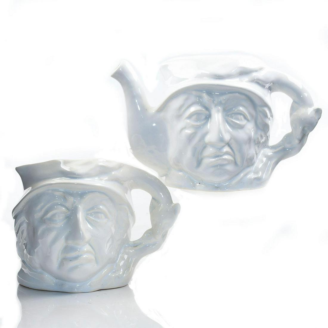 2 UNDECORATED CERAMIC CHARACTER JUG AND TEAPOT (1 of 3)