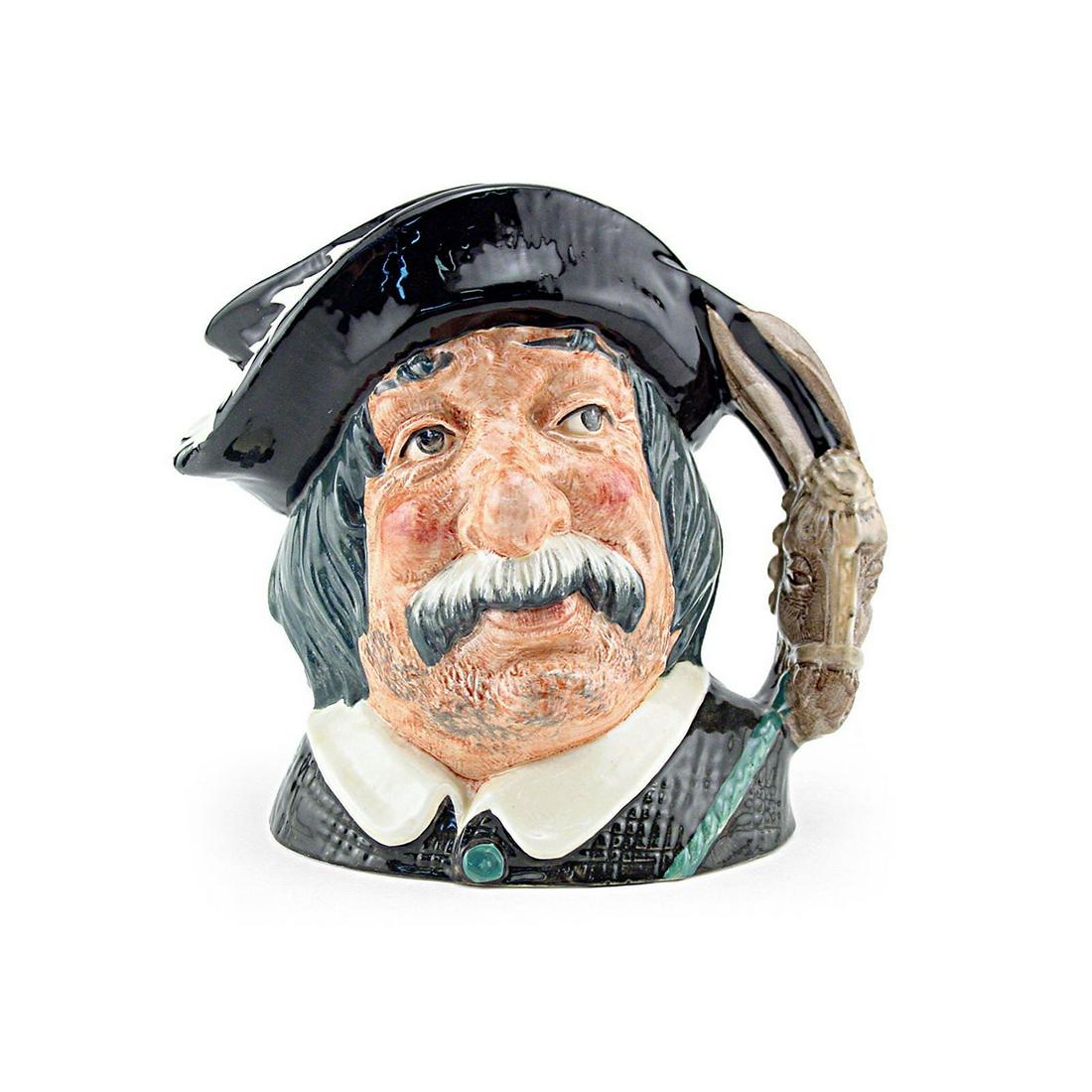 SANCHO PANCA D6461 - SMALL - ROYAL DOULTON CHARACTER: Sancho Panca D6461(black hat with a white feather; black coat with a white collar). Designed by Geoff Blower. Series: Characters From Literature, issued 1957 - 1983. Size: 3.25"H (Small)This amiable p