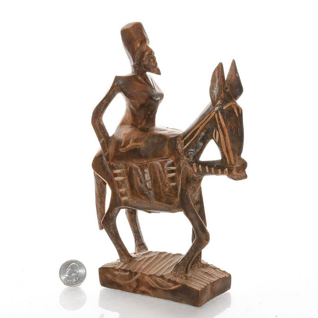 VINTAGE AFRICAN HANDCRAFTED WOODEN, WOMAN ON DONKEY (1 of 3)