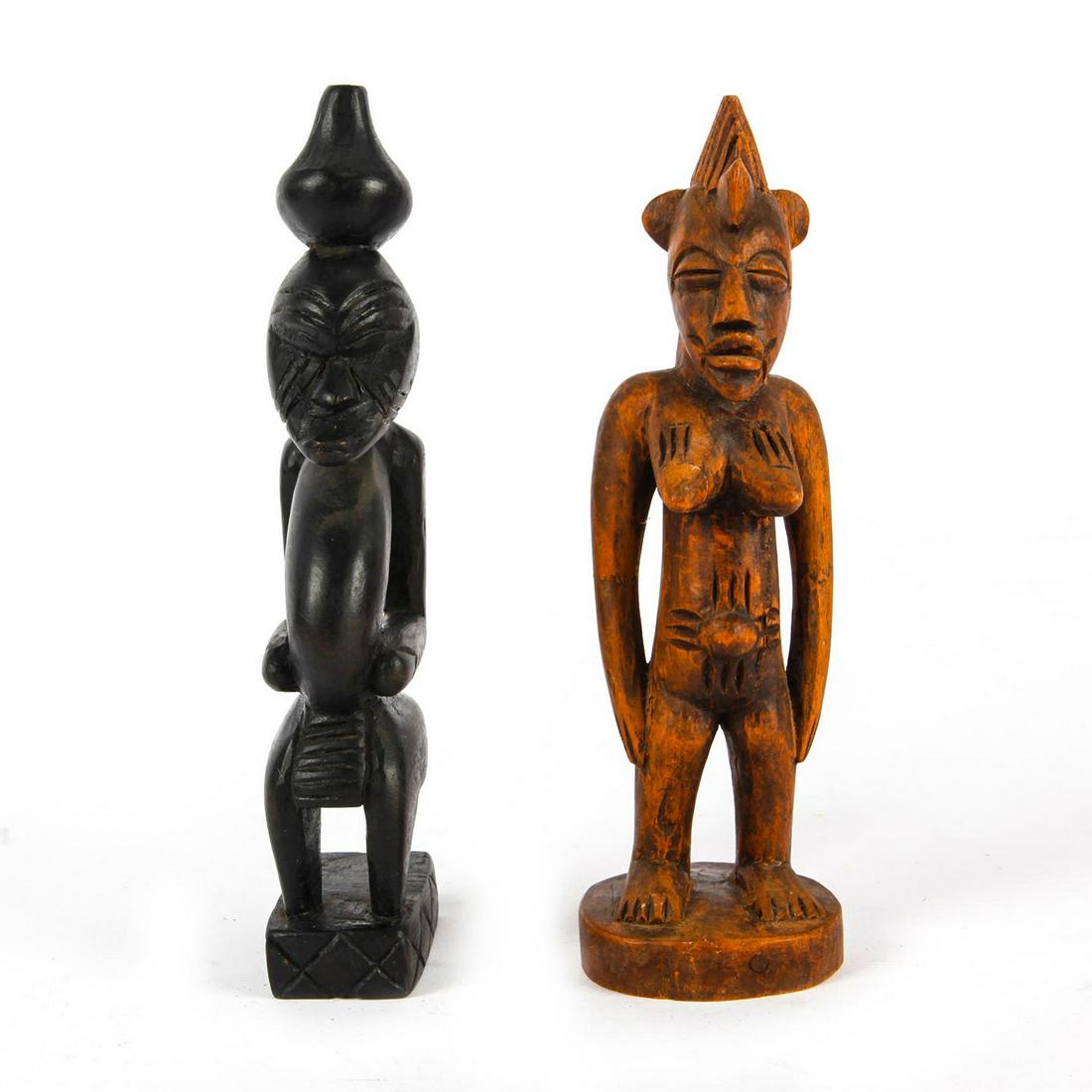 PAIR OF AFRICAN HAND CARVED WOODEN FIGURES (1 of 4)