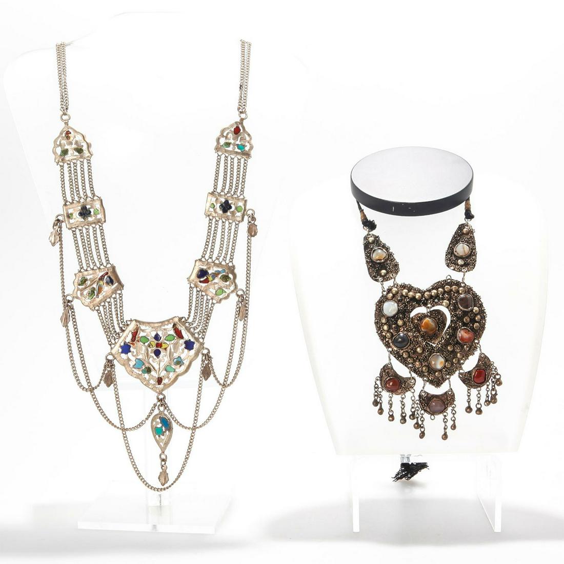 2 ARABIC DESIGN NECKLACES, 1 WITH STONES (1 of 4)