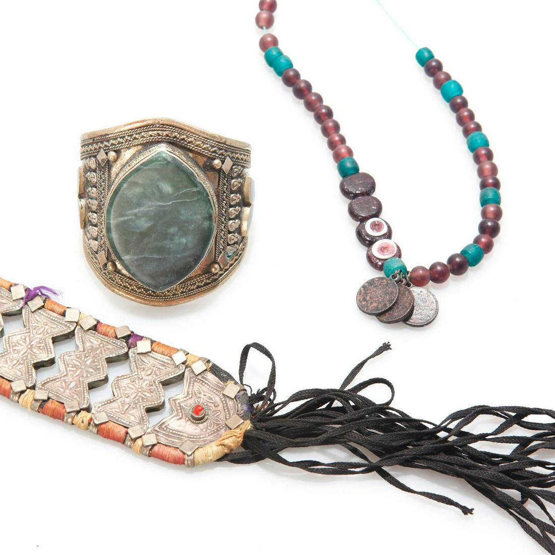2 VINTAGE INDONESIAN NECKLACES, INDIAN CUFF BRACELET (1 of 5)