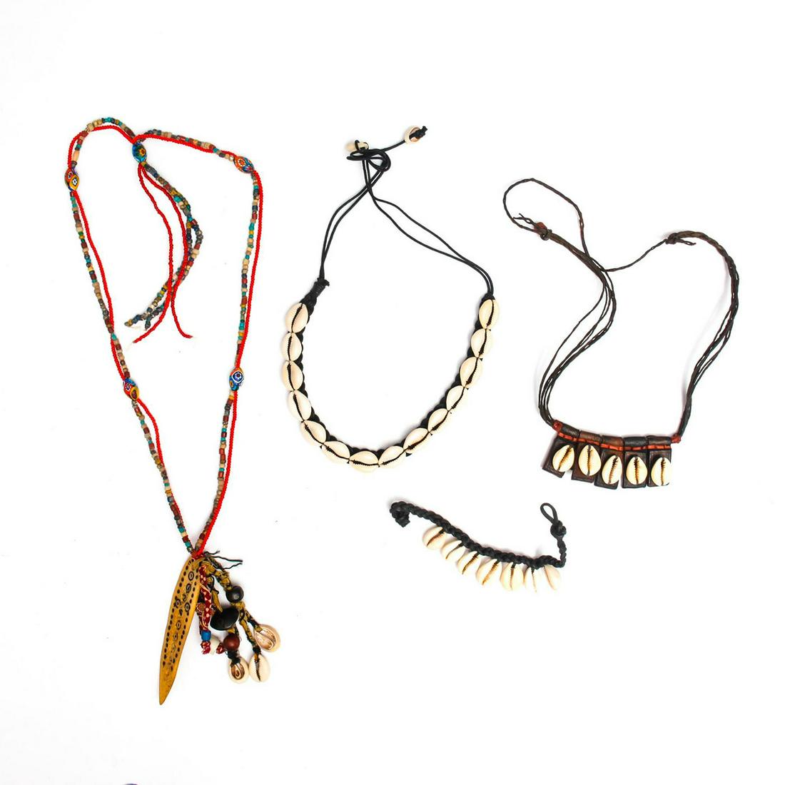 3 AFRICAN COWRIE SHELL NECKLACES, 1 BRACELET (1 of 4)