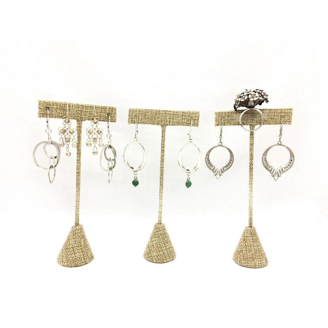 FOUR PAIRS OF SILVER PLATED VINTAGE EARRINGS, ONE RING (1 of 5)