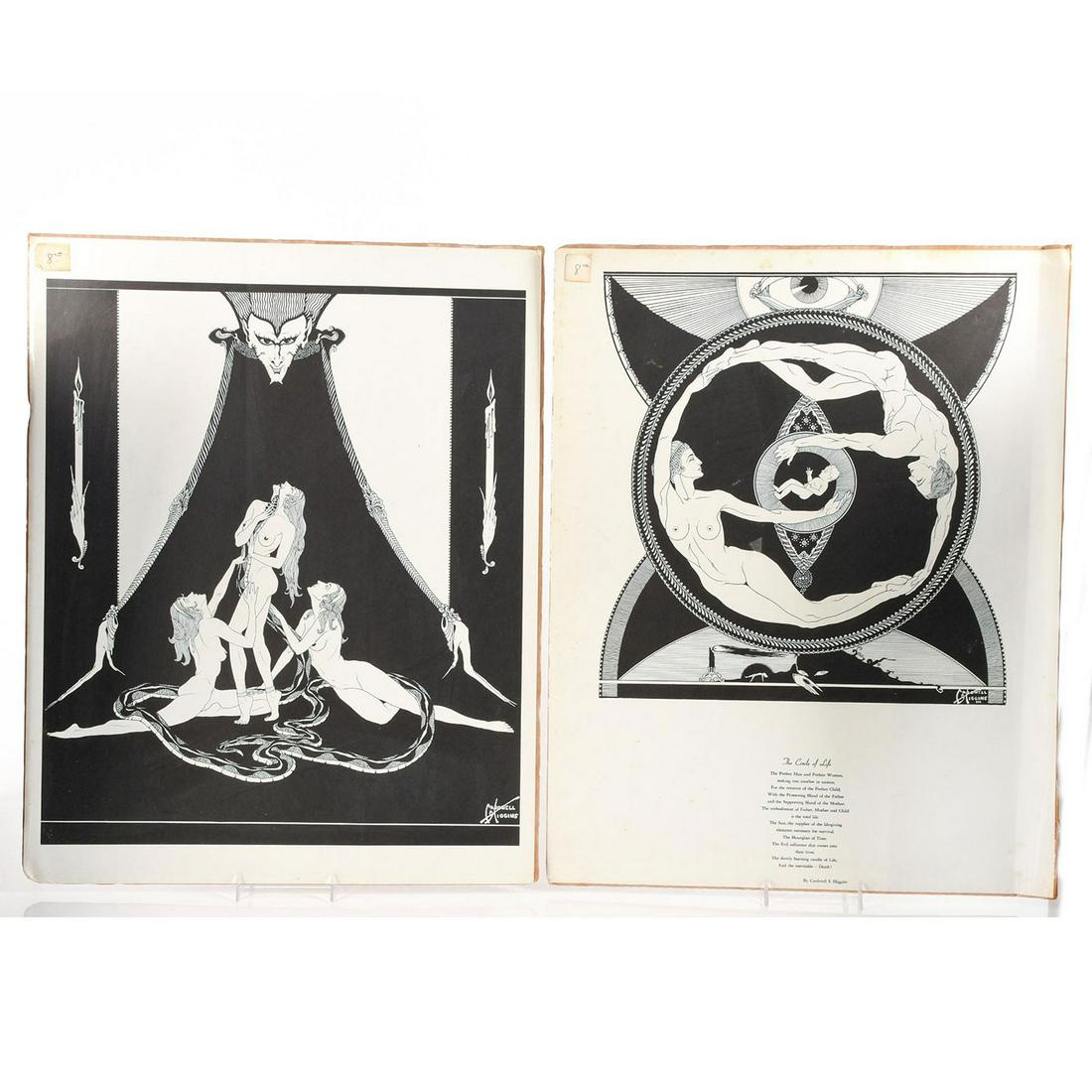 TWO PRINTS OF DRAWINGS BY CARDWELL S. HIGGINS (1 of 6)