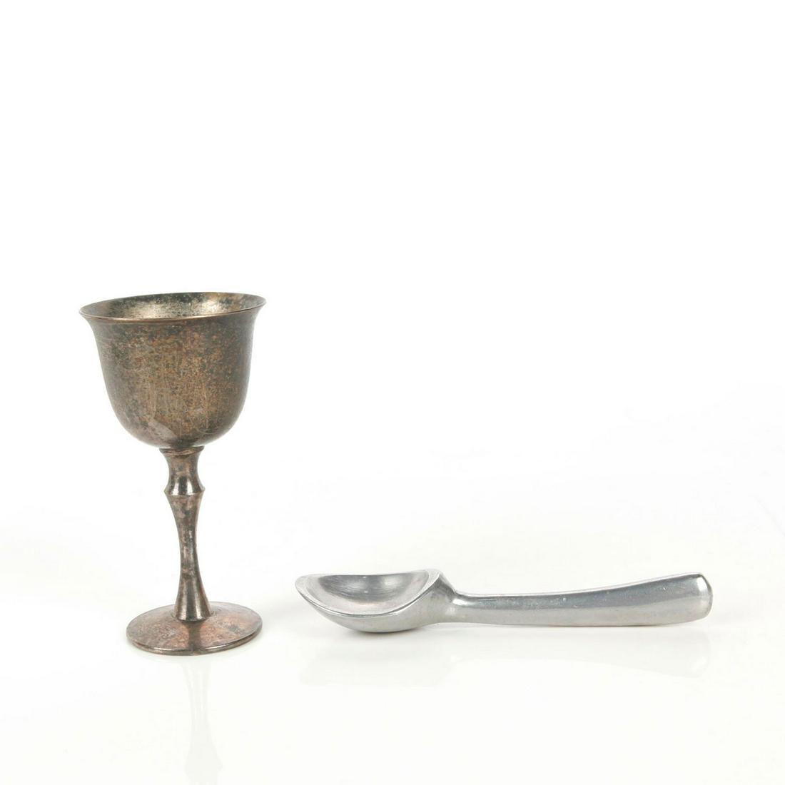 GROUP OF 2 SILVERPLATE PIECES, CHALICE AND SPOON (1 of 2)