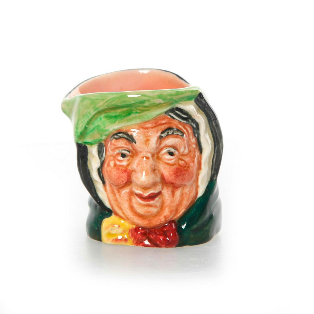 RARE ROYAL DOULTON SAIREY GAMP TOOTHPICK HOLDER D6150: Charles Dickens character. Doulton backstamp. Crazing to body. Artist: Leslie Harradine Issued: c. 1940s Dimensions: 2"H Manufacturer: Royal Doulton Country of Origin: England