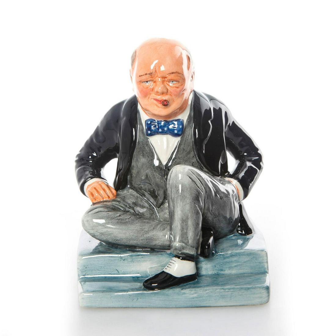BAIRSTOW MANOR POTTERY FIGURINE, WINSTON CHURCHILL: Man of the Century. Limited edition 76 of 100. Crack to base. Manor Collectables backstamp. Artist: Ray Noble Issued: 20th c. Dimensions: 7"H Manufacturer: Bairstow Manor Country of Origin: England