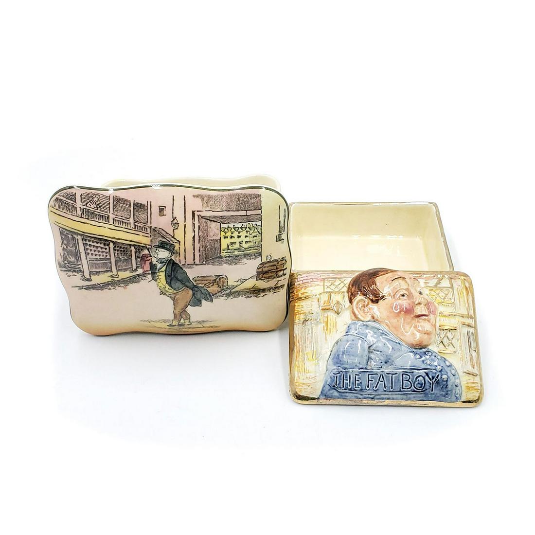 TWO BRITISH CERAMIC TRINKET BOXES, DICKENS CHARACTERS (1 of 2)