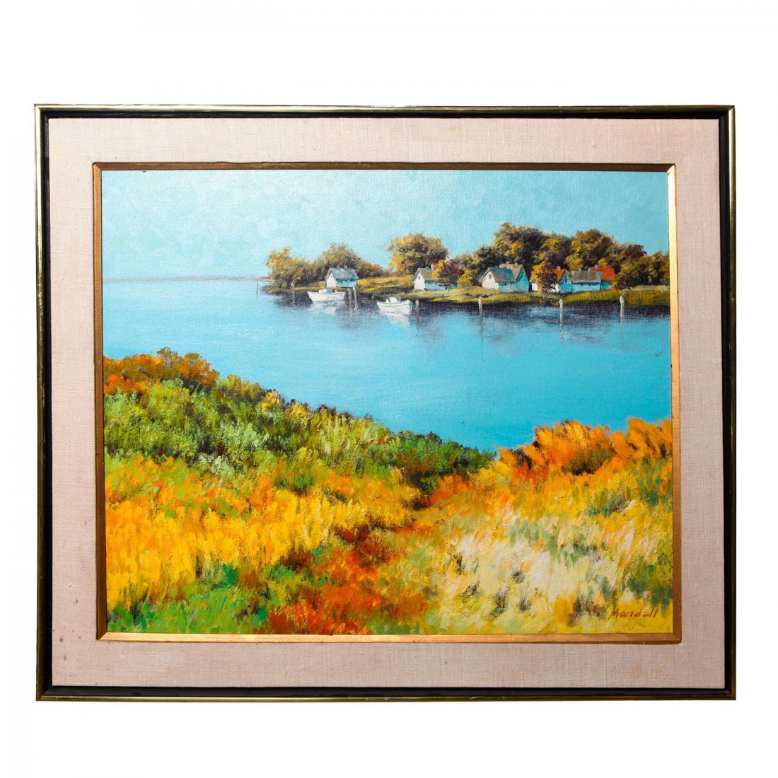 FRAMED OIL ON CANVAS, NAUTICAL LANDSCAPE SCENE (1 of 2)