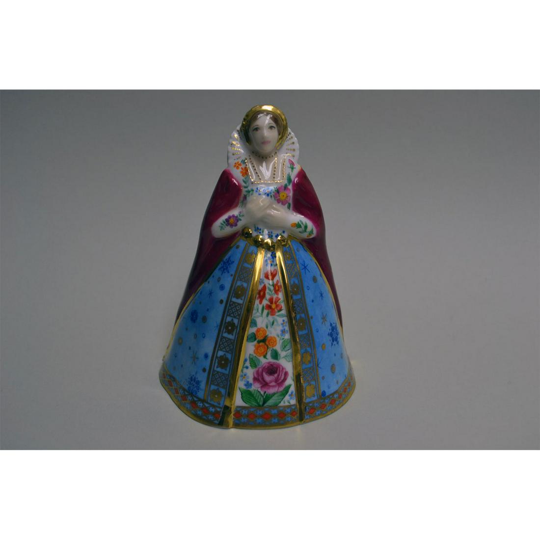 ROYAL WORCESTER ANNE BOLEYN CANDLE SNUFFER: English Fine Bone China. Glazed Porcelain Decorated. Hand-created, hand painted by the Royal Worcester artists. Authentic Hallmark. England Original box. Artist: Royal Worcester Issued: Vintage Dimens