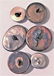 A SELECTION OF 6 REVERSE INTAGLIO DUG BUTTONS IN METAL - 8