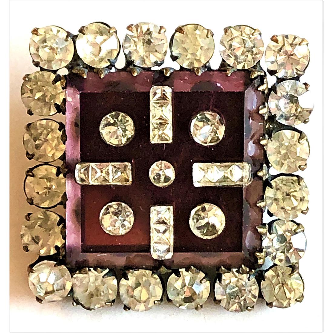 ONE 19TH CENTURY PASTE BORDERED PRECISION INLAY BUTTON: A Div. 1 precision inlay button made in a variety of colors. This stunning color of purple is in my opinion the hardest color to find. I have seen it in red, green and cobalt blue but rarely in purple