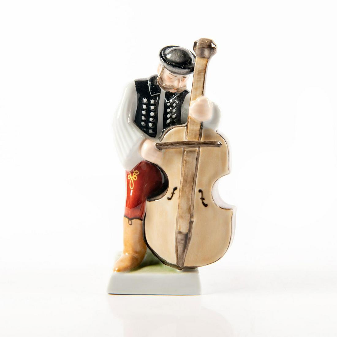 HEREND PORCELAIN FIGURINE MAN PLAYING STAND-UP BASS (1 of 3)