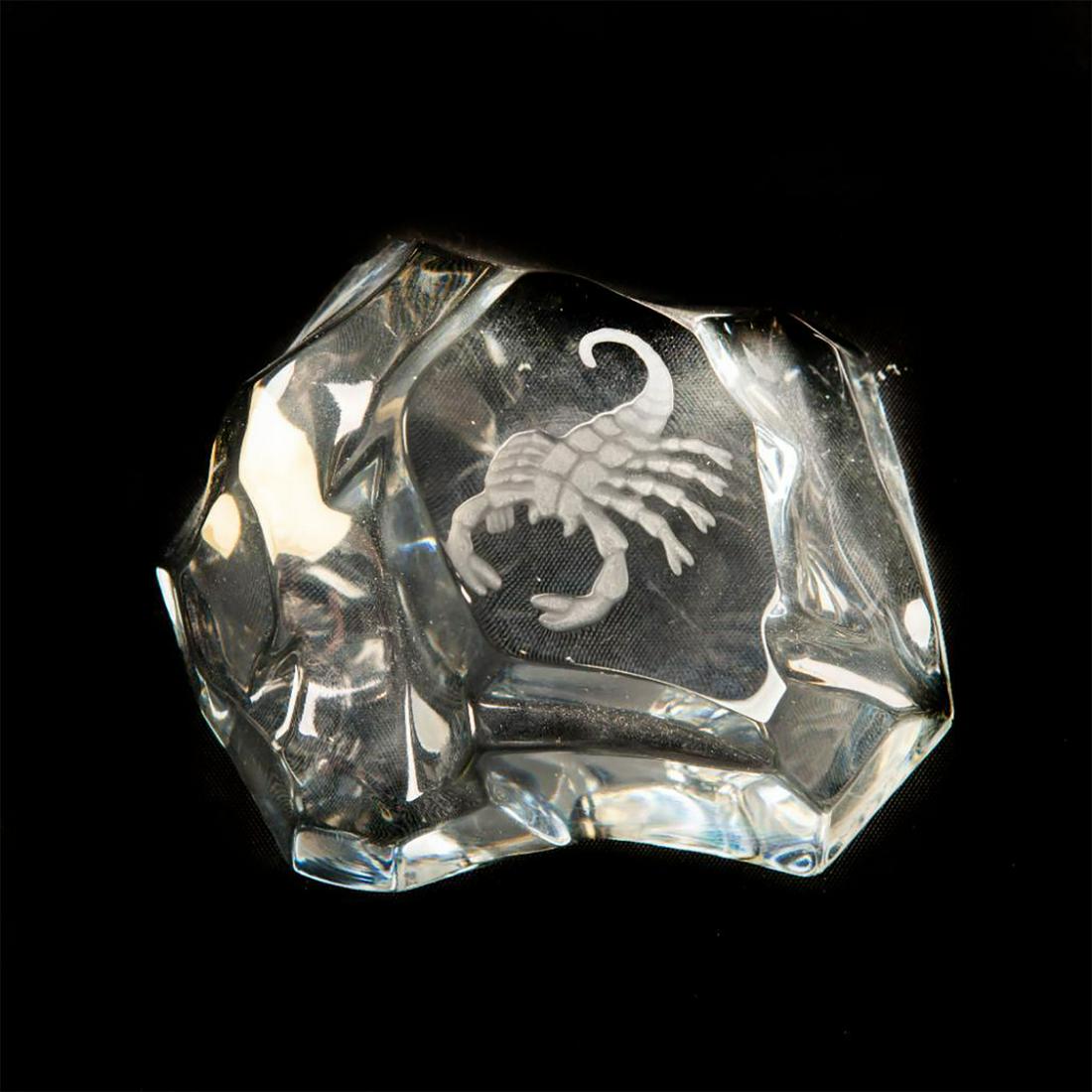 VAL ST. LAMBERT CRYSTAL GLASS PAPERWEIGHT, SCORPION (1 of 2)