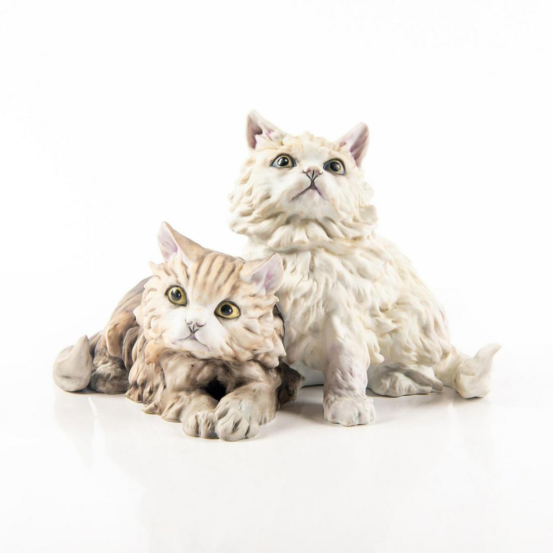 KAISER BISQUE PORCELAIN GROUP FIGURE PAIR OF CATS (1 of 3)