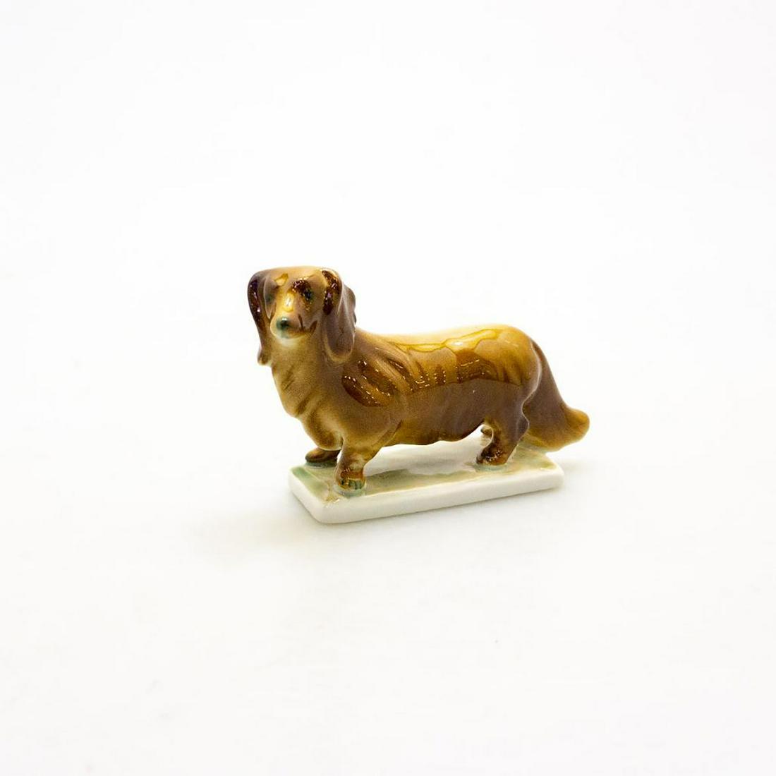 ZSOLNAY PECS PORCELAIN FIGURE, DACHSHUND (1 of 3)