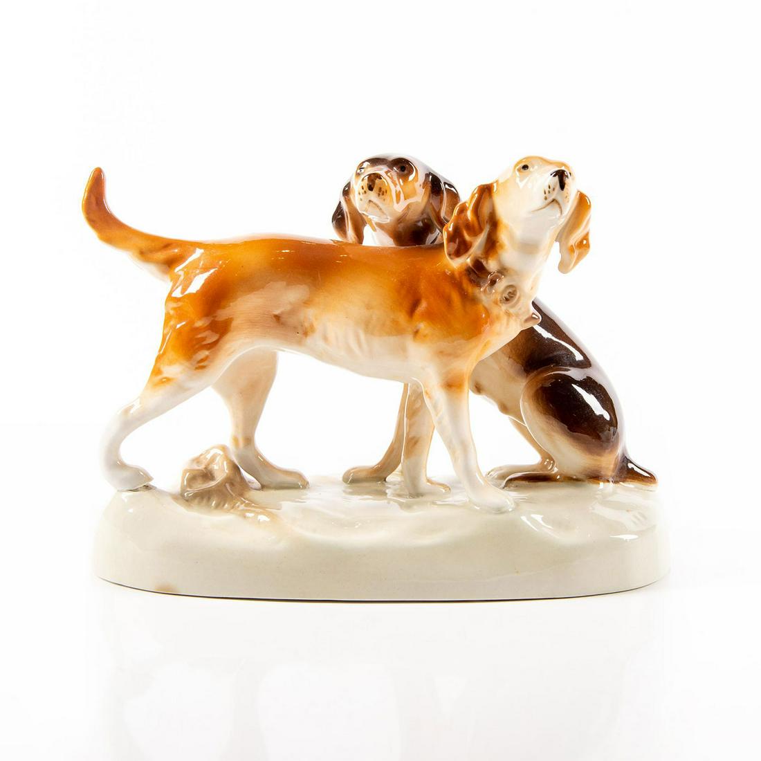 ROYAL DUX BOHEMIA LARGE GROUP FIGURE HUNTING DOGS (1 of 3)