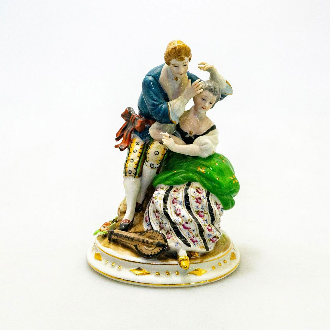 Porcelain Figural Group, Courting Couple, Dresden Style (1 of 4)