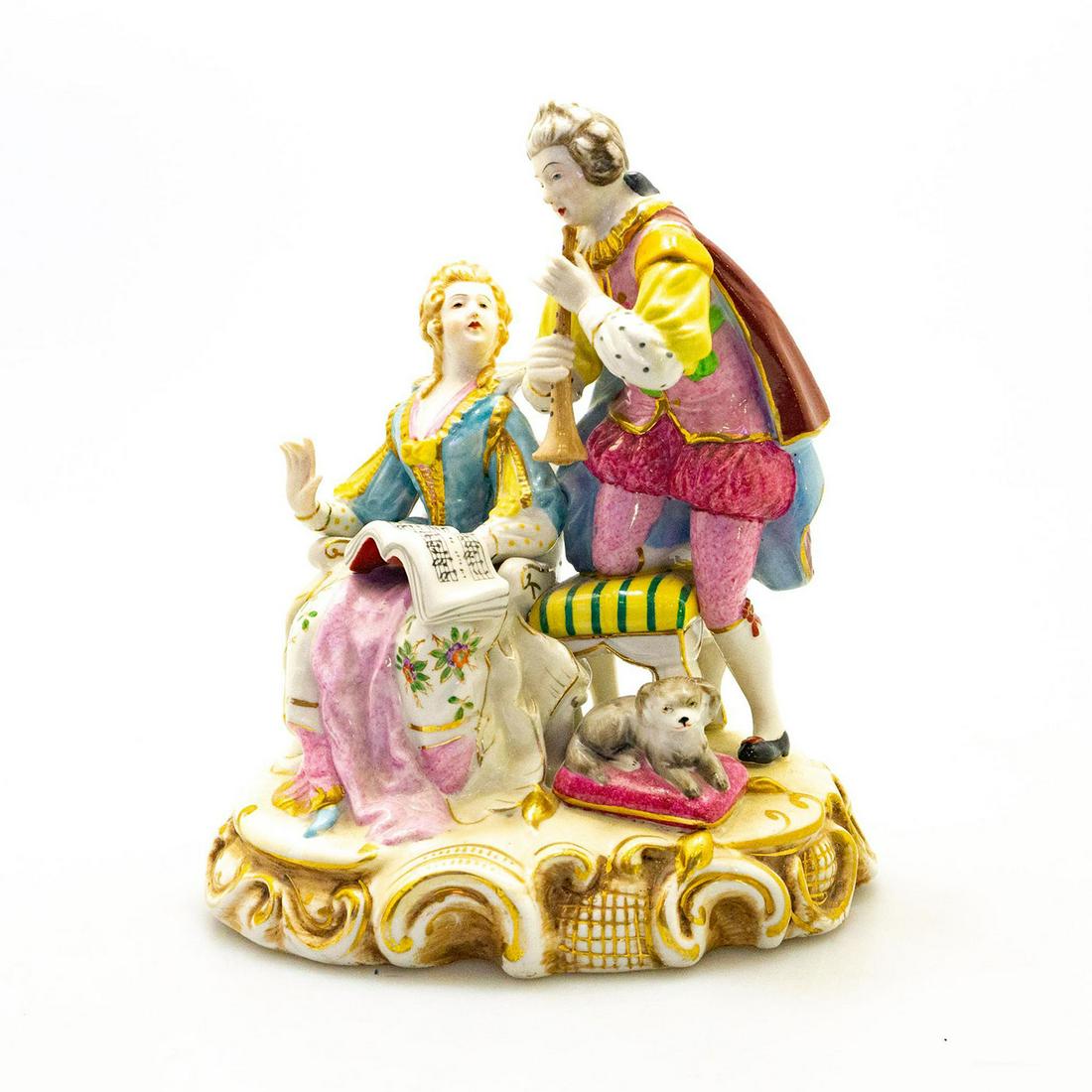 Porcelain Rococo Style Figural Group, Musician (1 of 4)