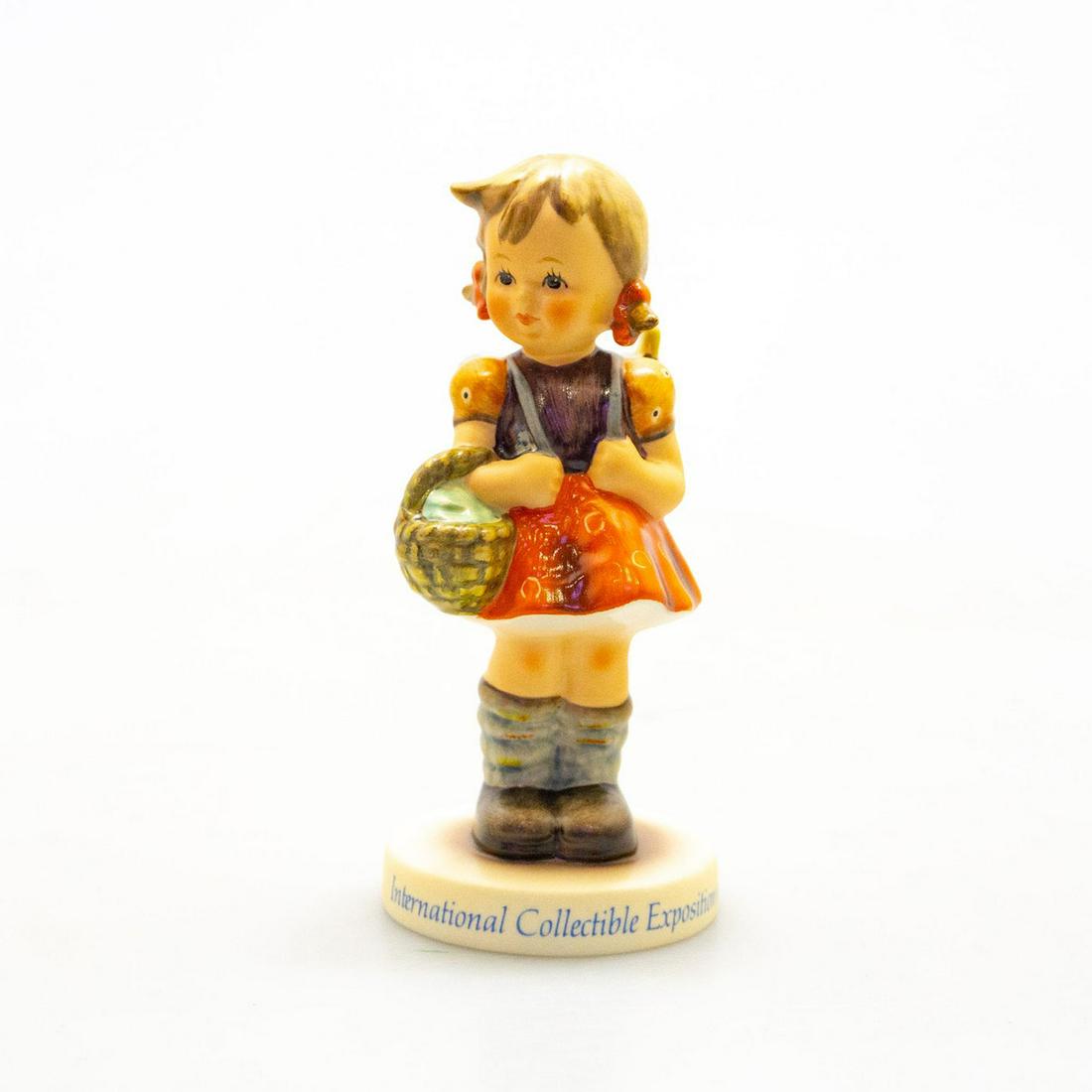 Goebel Hummel Figurine, School Girl 81: International Collectible Exposition. Handcrafted; hand painted porcelain. Title label on base; Goebel backstamp. Issued: 20th c. Dimensions: 4.5"H Manufacturer: Goebel Country of Origin: Germany