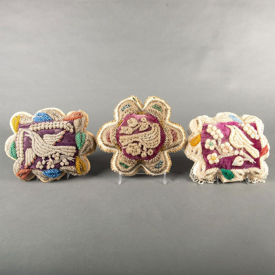 3 SMALL HAND BEADED DECORATIVE PILLOWS (1 of 2)